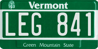 VT license plate LEG841