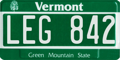 VT license plate LEG842