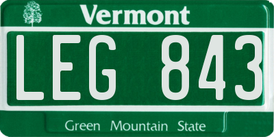 VT license plate LEG843