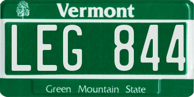 VT license plate LEG844