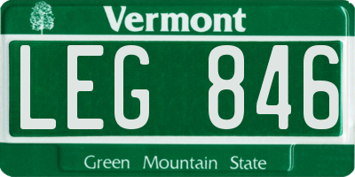 VT license plate LEG846