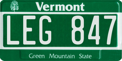 VT license plate LEG847