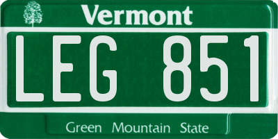 VT license plate LEG851
