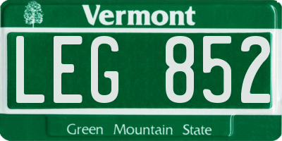 VT license plate LEG852