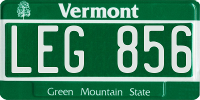 VT license plate LEG856