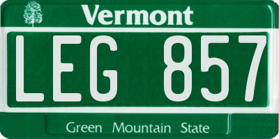 VT license plate LEG857
