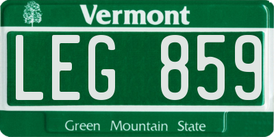 VT license plate LEG859