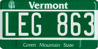 VT license plate LEG863