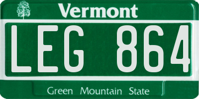 VT license plate LEG864
