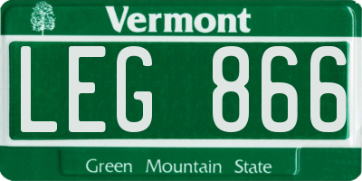 VT license plate LEG866