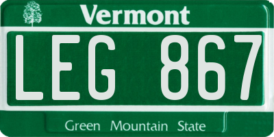 VT license plate LEG867