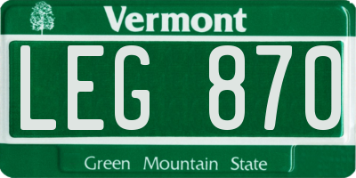 VT license plate LEG870