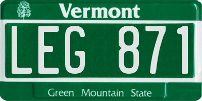 VT license plate LEG871