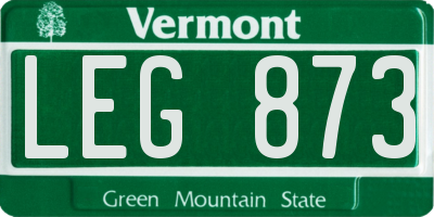 VT license plate LEG873