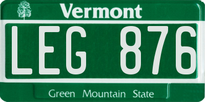 VT license plate LEG876