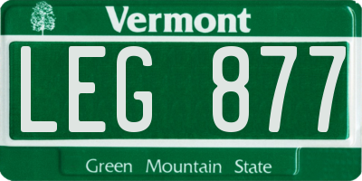 VT license plate LEG877