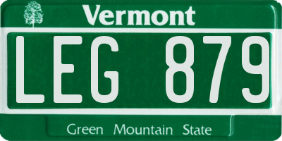 VT license plate LEG879