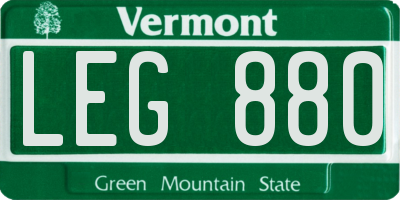 VT license plate LEG880