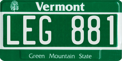 VT license plate LEG881