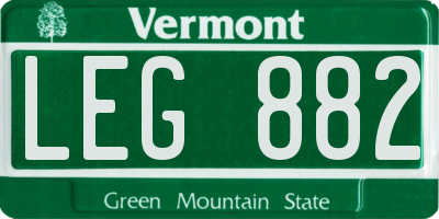 VT license plate LEG882