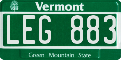 VT license plate LEG883