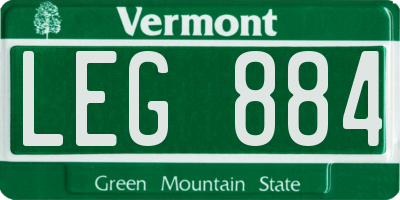 VT license plate LEG884