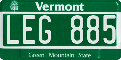 VT license plate LEG885