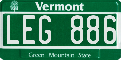 VT license plate LEG886