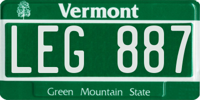 VT license plate LEG887