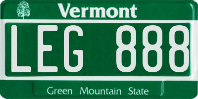 VT license plate LEG888