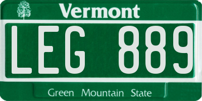 VT license plate LEG889