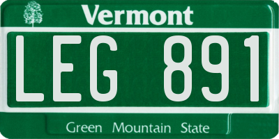 VT license plate LEG891