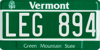 VT license plate LEG894