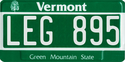 VT license plate LEG895
