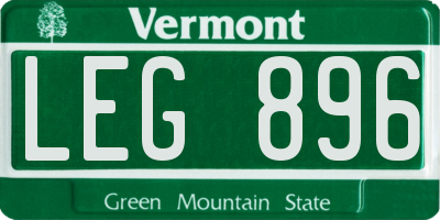 VT license plate LEG896