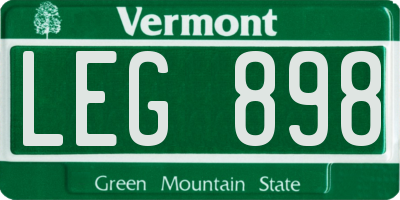 VT license plate LEG898
