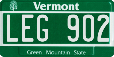 VT license plate LEG902