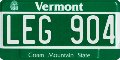 VT license plate LEG904