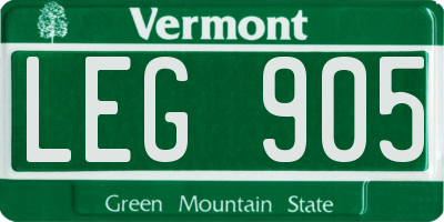 VT license plate LEG905