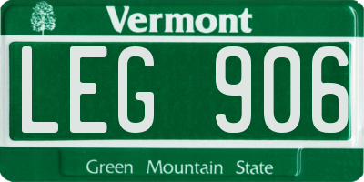 VT license plate LEG906