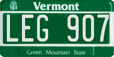 VT license plate LEG907