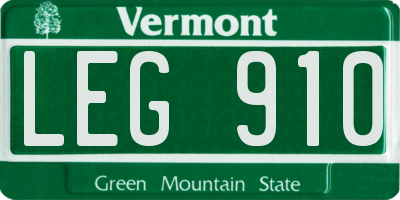 VT license plate LEG910