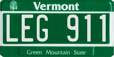 VT license plate LEG911