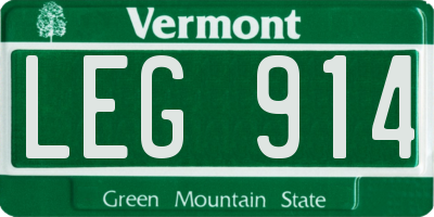 VT license plate LEG914
