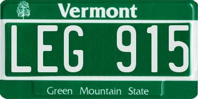 VT license plate LEG915