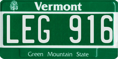 VT license plate LEG916