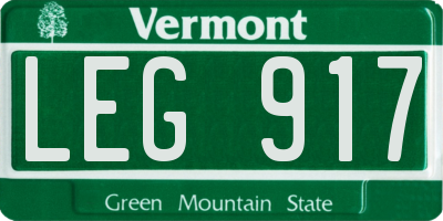 VT license plate LEG917
