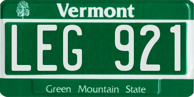 VT license plate LEG921