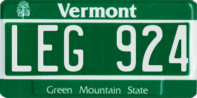 VT license plate LEG924