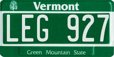 VT license plate LEG927